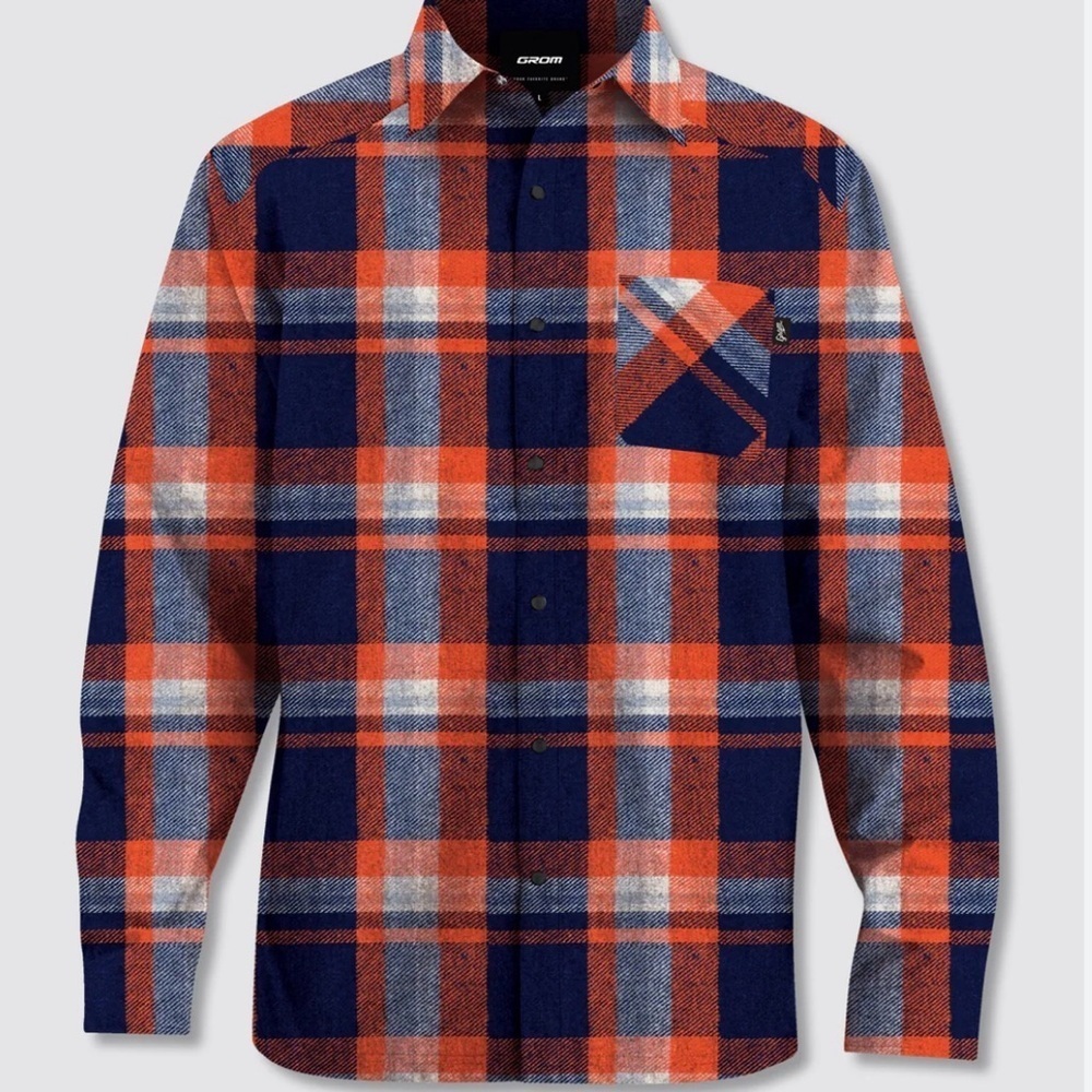 Casual Blue and Orange Button Down Shirt